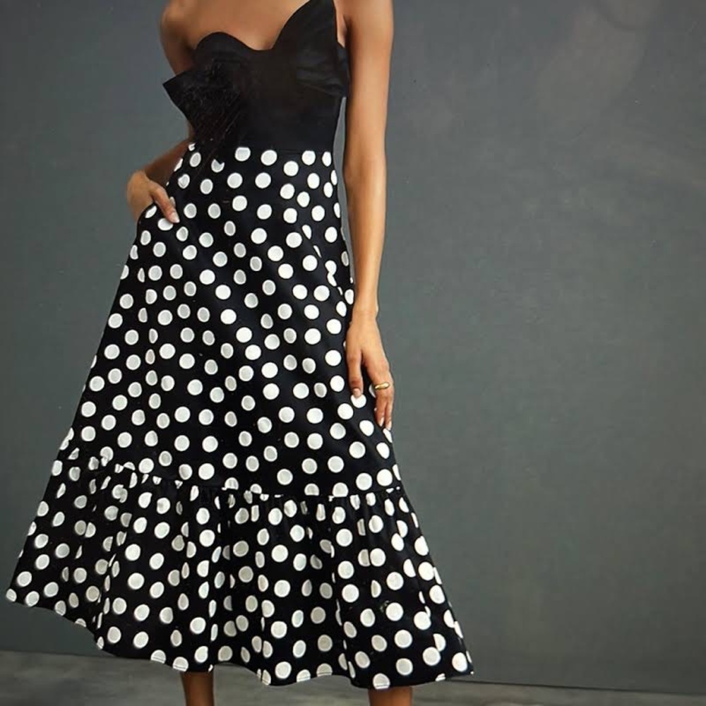Hutch / Anthropologie black and white polka dot bow dress size 0